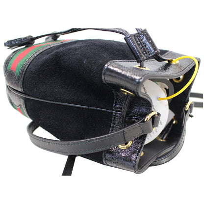 GUCCI Ophidia Mini Textured Leather Trimmed Suede Bucket Bag Black 550620 - 15% OFF