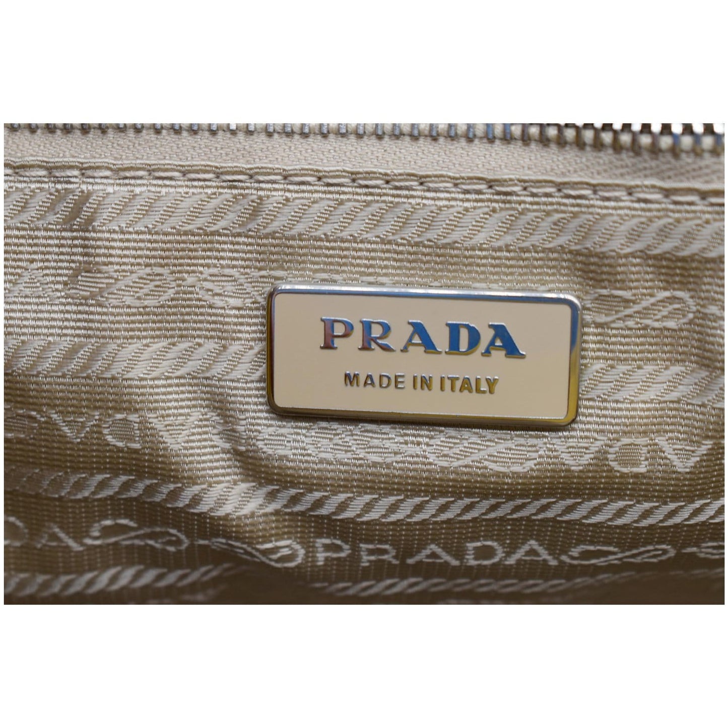 PRADA Fabric Canvas Leather Tote Bag Beige - 25% OFF
