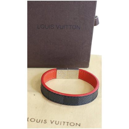 LOUIS VUITTON Damier Graphite Canvas Pull It Bracelet Black/Red