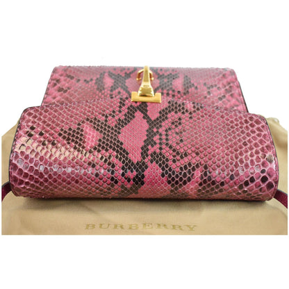 BURBERRY Macken Small Python Leather Crossbody Bag Magenta