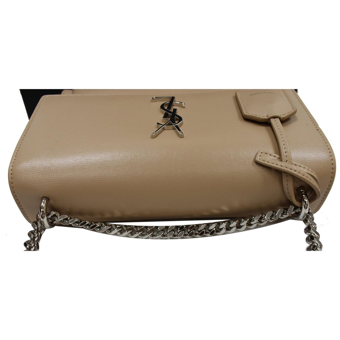 YVES SAINT LAURENT Monogram Sunset Medium Leather Shoulder Bag Beige