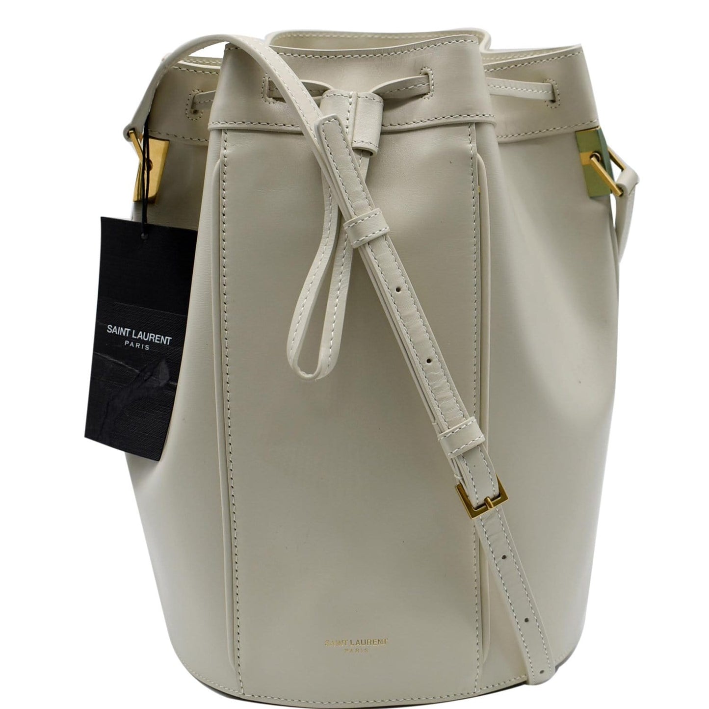 YVES SAINT LAURENT Talitha Medium Leather Bucket Crossbody Bag White