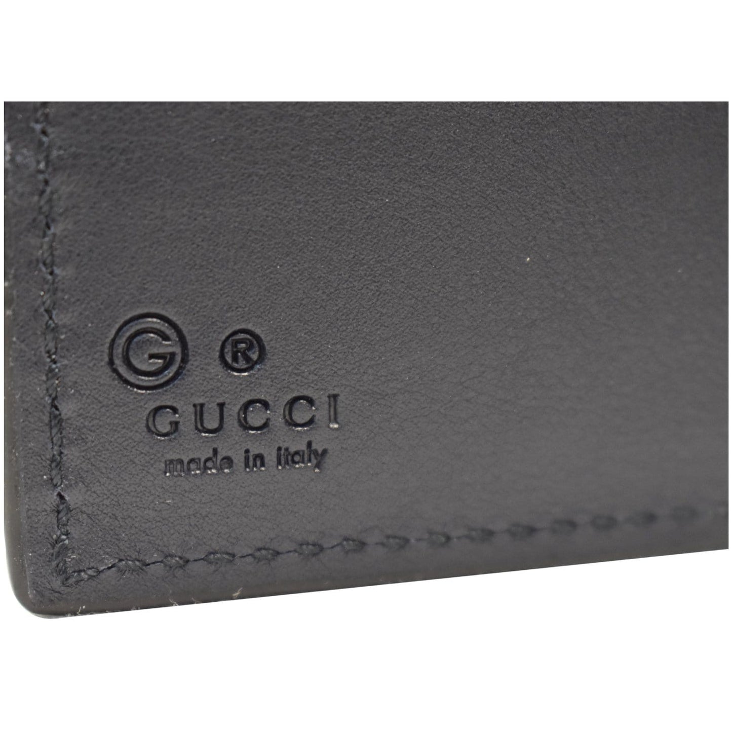 GUCCI Micro Guccissima Large Bi-fold Leather Wallet Black 292534