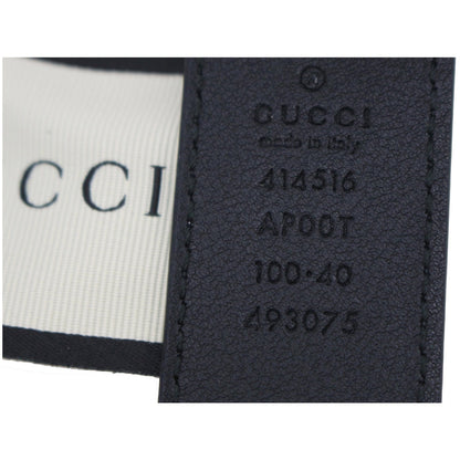 GUCCI Double G Buckle Leather Belt Black 414516 Size 100.40