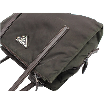 PRADA Nylon Tote Shoulder Bag Dark Green