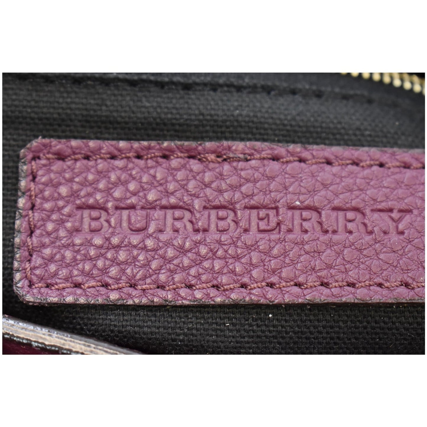 BURBERRY Small Banner Leather House Check Tote Shoulder Bag Burgundy