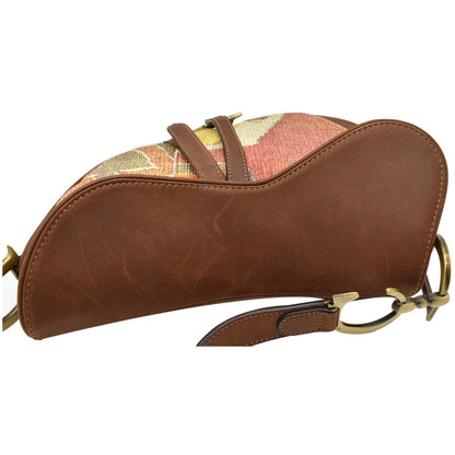 CHRISTIAN DIOR Impression Kilim Tapestry Canvas Saddle Bag Brown