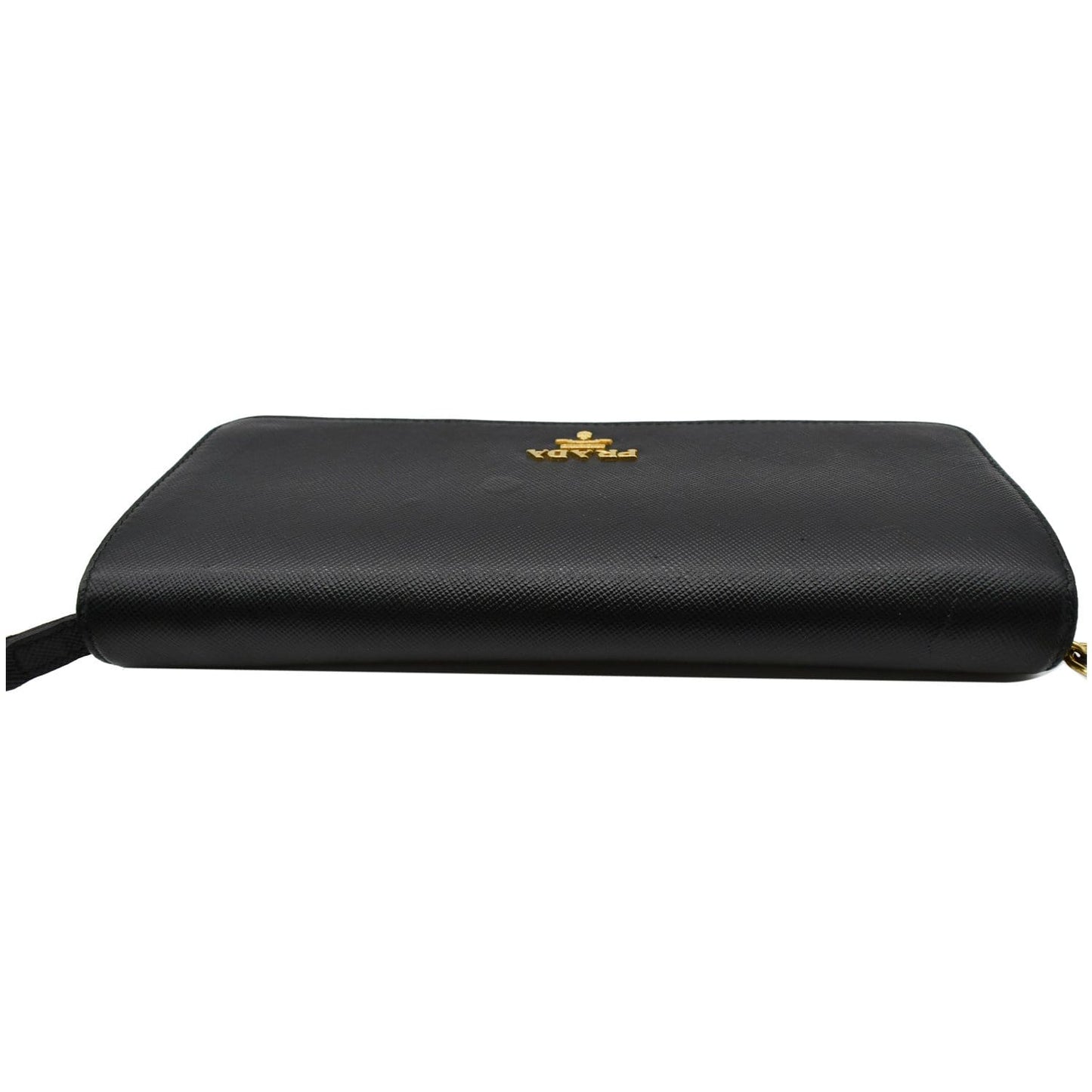 PRADA Saffiano Leather Wallet on Chain Clutch Crossbody Bag Black