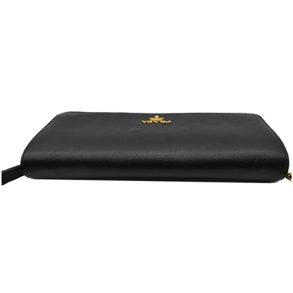 PRADA Saffiano Leather Wallet on Chain Clutch Crossbody Bag Black