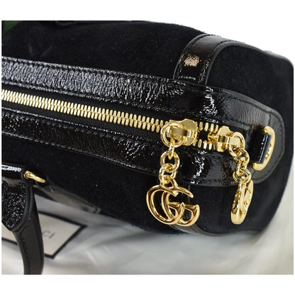 GUCCI Ophidia GG Suede Web Top Handle Shoulder Bag Black 524532