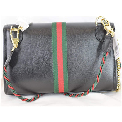 GUCCI Rajah Small Web Leather Shoulder Bag Black 570145 - 25% OFF