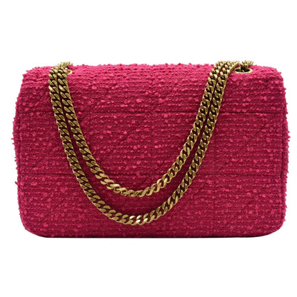 YVES SAINT LAURENT Jamie Medium Carre Rive Gauche Quilted Boucle Shoulder Bag Pink