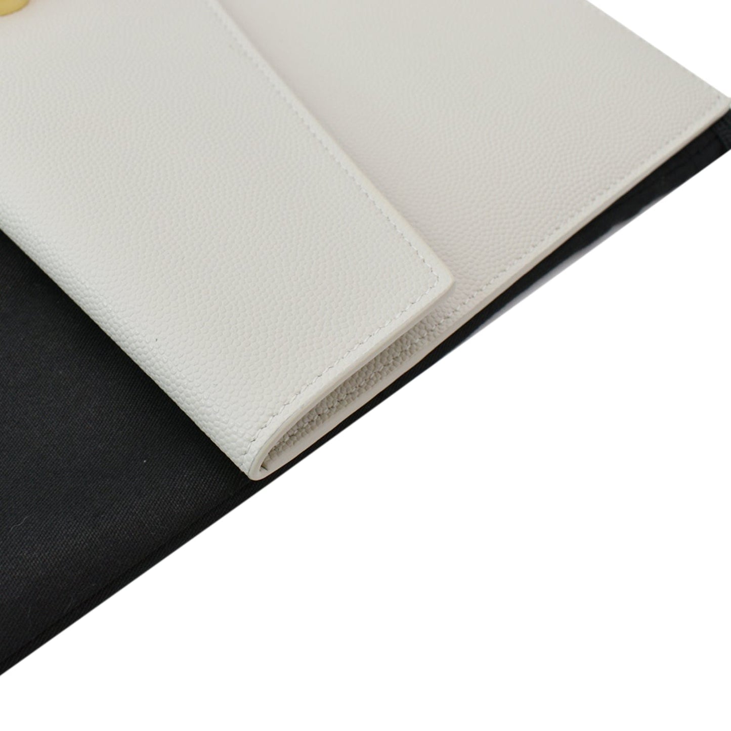 YVES SAINT LAURENT Uptown Envelope Grain De Poudre Leather Clutch White