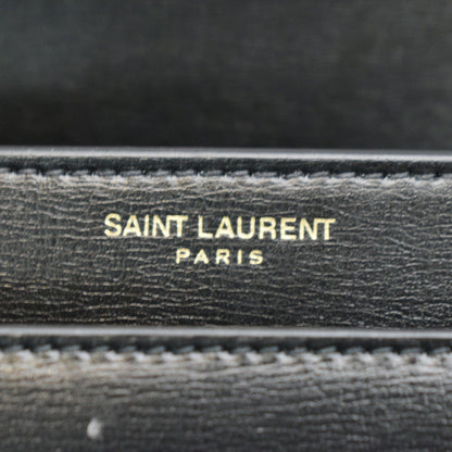 YVES SAINT LAURENT Monogram Sunset Medium Leather Shoulder Bag Black