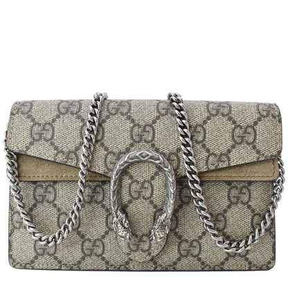 GUCCI Dionysus Super Mini GG Supreme Canvas Crossbody Bag Taupe 476432