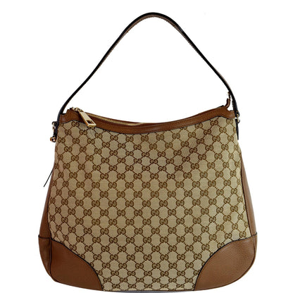 GUCCI Large Bree GG Canvas Hobo Bag Beige 449244