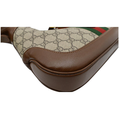 GUCCI Jackie 1961 Small GG Supreme Canvas Leather Hobo Bag Beige 636706