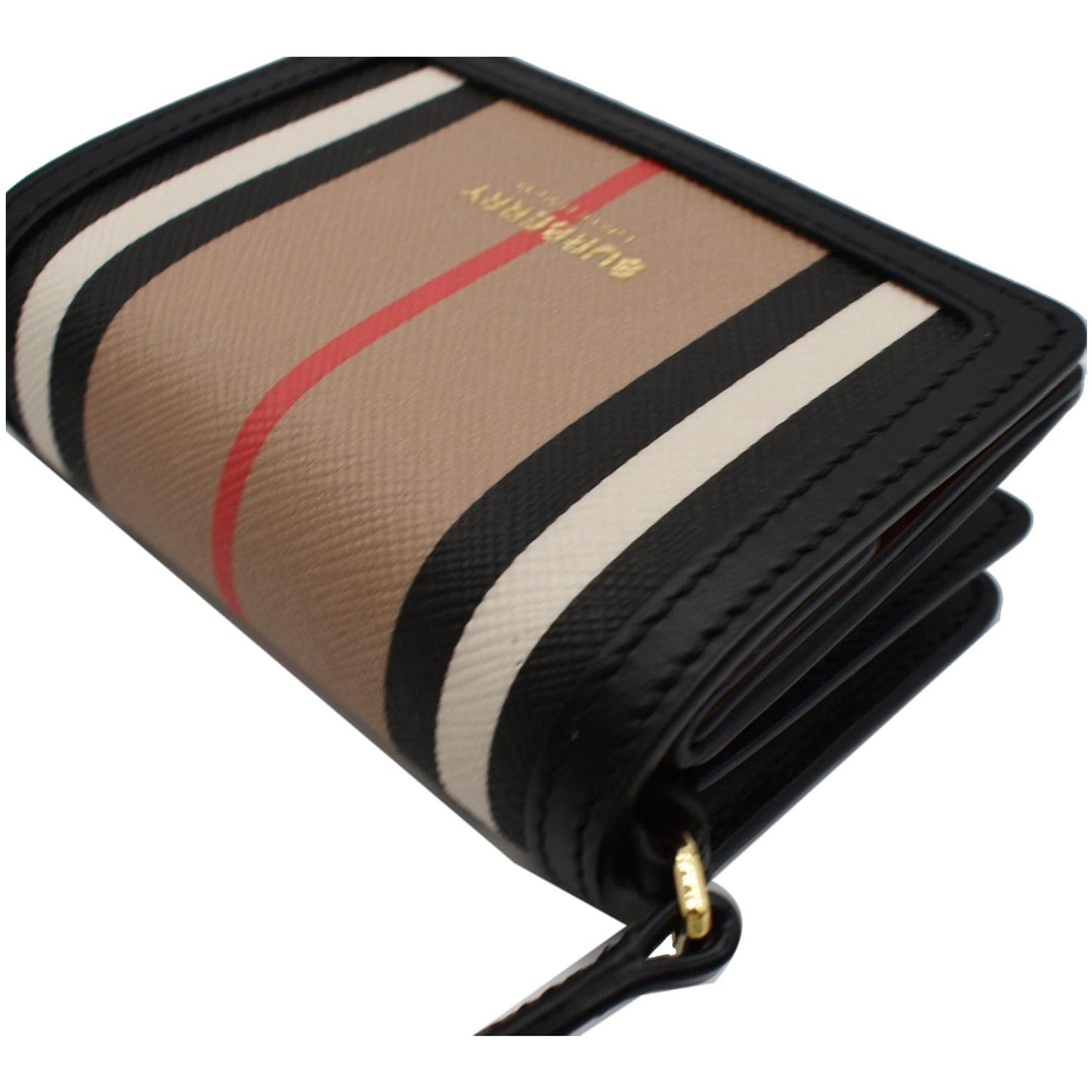 BURBERRY Jessie Icon Stripe E-Canvas Monogram Crossbody Card Case Beige
