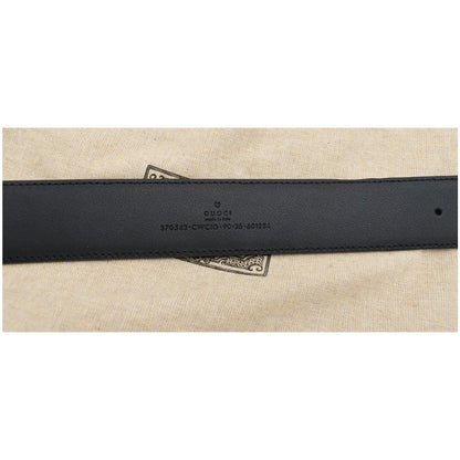 GUCCI Signature Guccissima Leather Belt Black 370543 Size 90.36