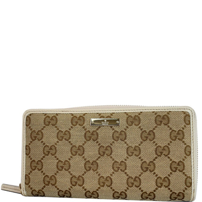 GUCCI Zip Around GG Canvas Long Wallet Beige 307980