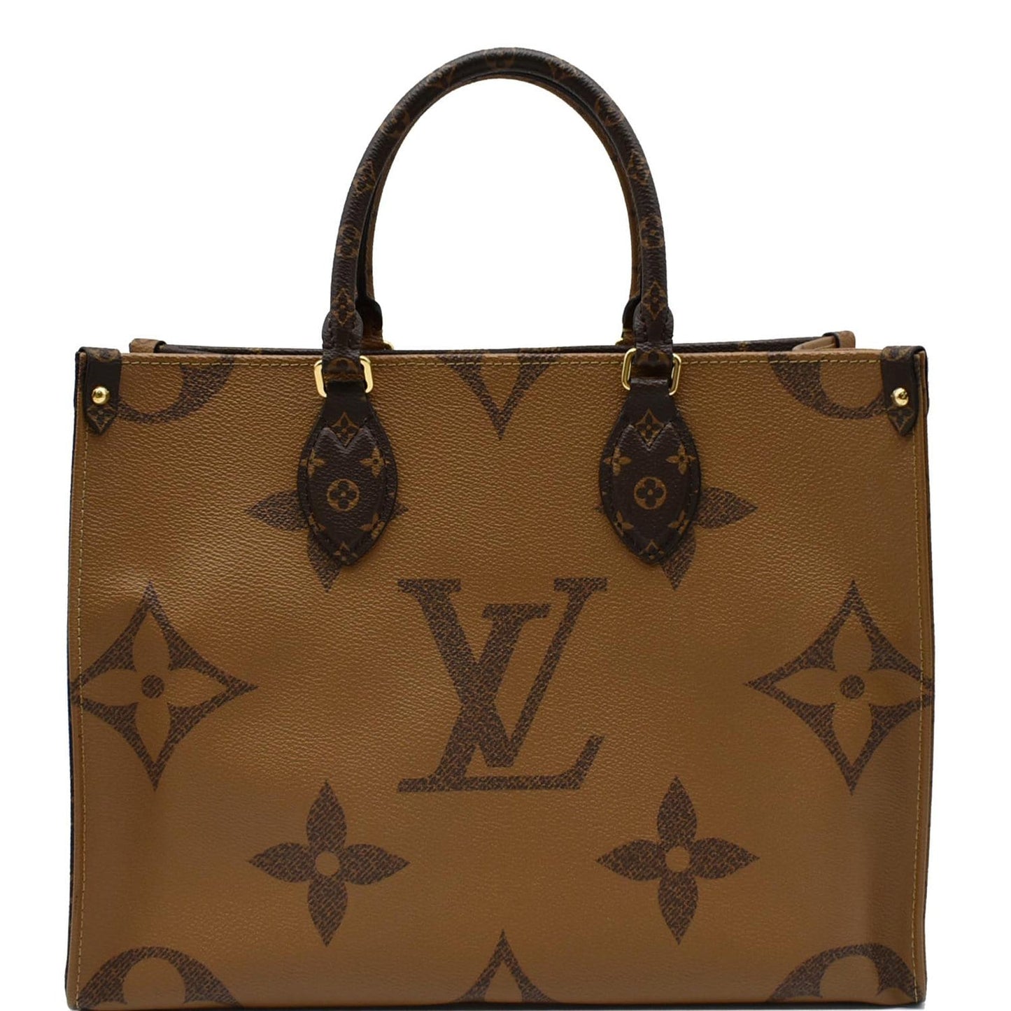 LOUIS VUITTON Onthego MM Giant Monogram Canvas Tote Shoulder Bag Brown