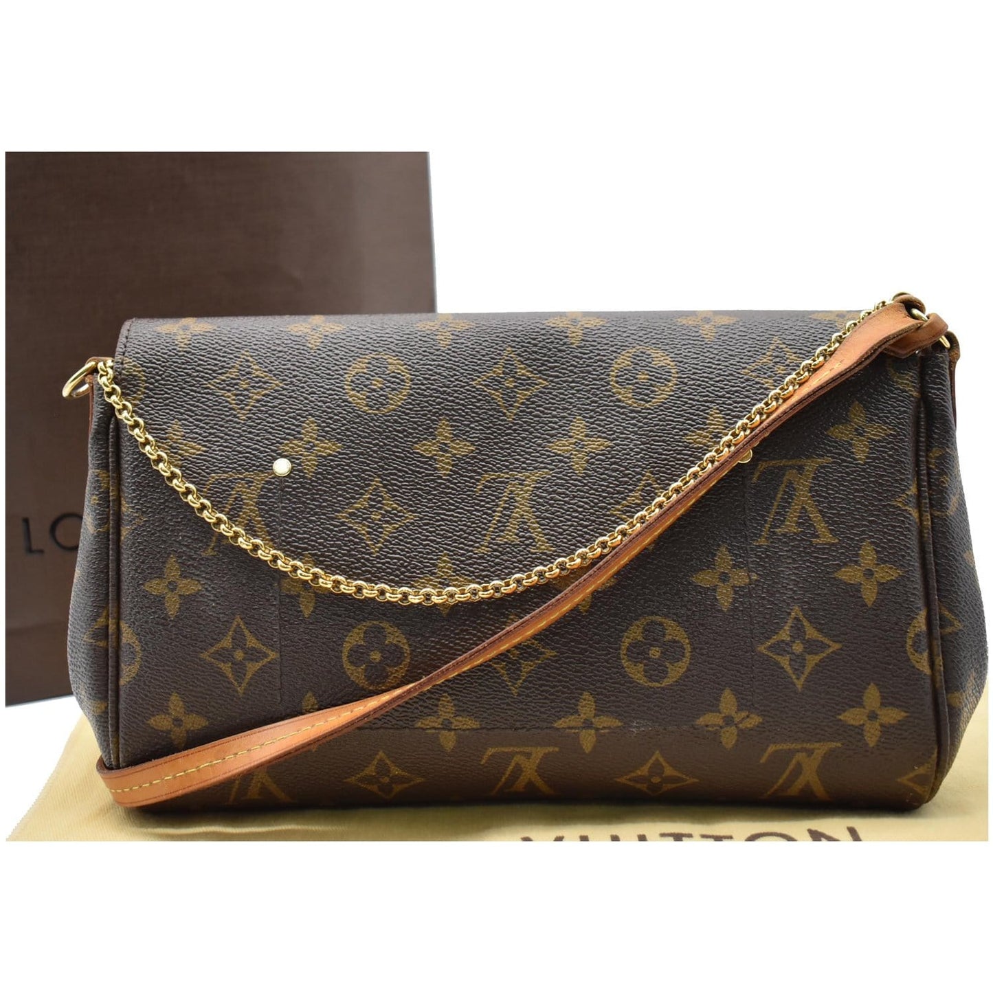 LOUIS VUITTON Favorite MM Monogram Canvas Crossbody Bag Brown