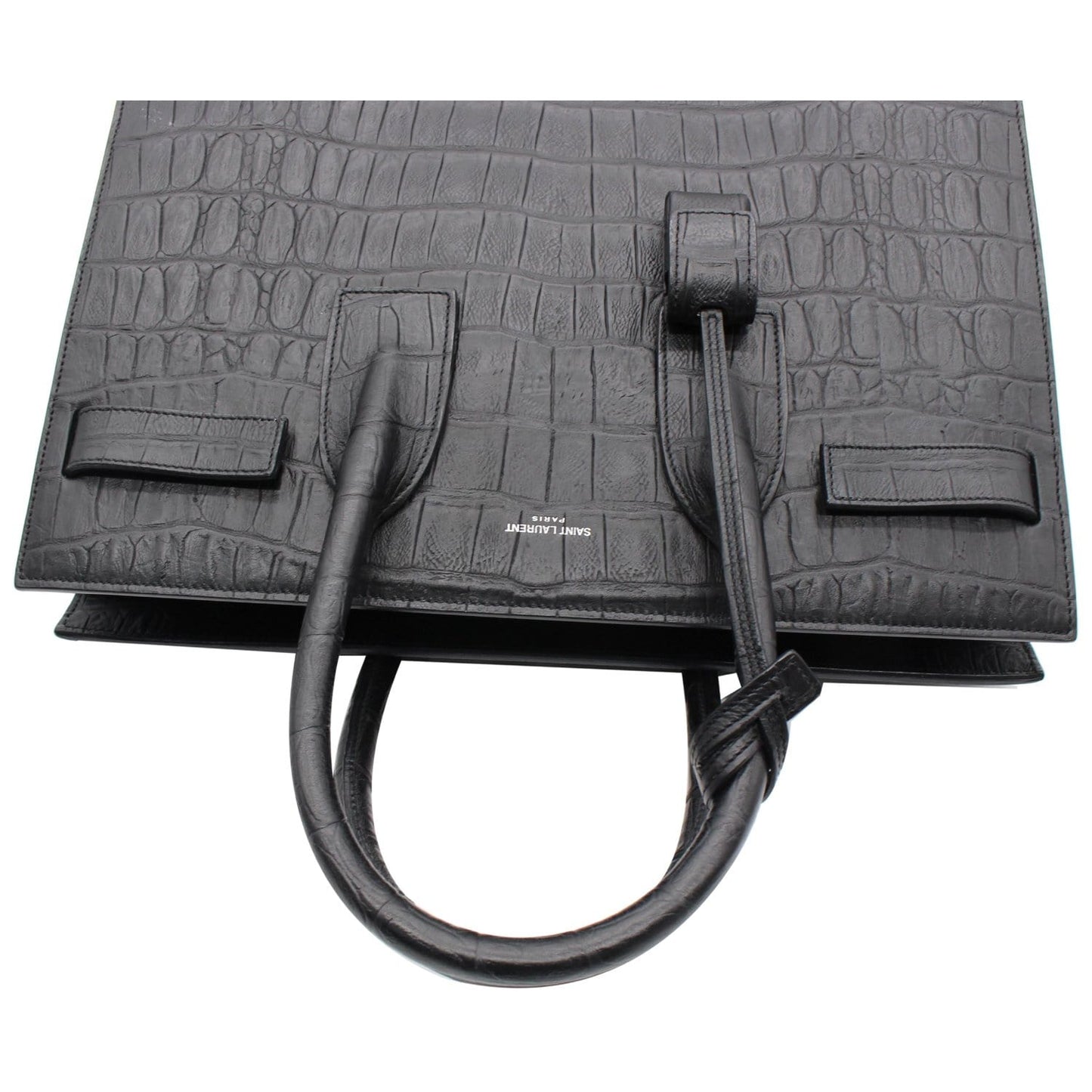 YVES SAINT LAURENT Sac de Jour Small Crocodile-Embossed Satchel Bag Black