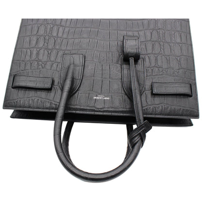 YVES SAINT LAURENT Sac de Jour Small Crocodile-Embossed Satchel Bag Black