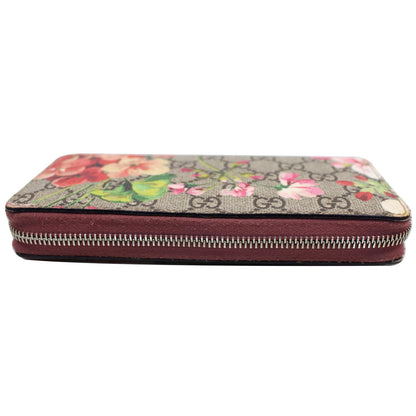 GUCCI GG Blooms Supreme Canvas Zip Around Wallet Beige/Ebony 404071