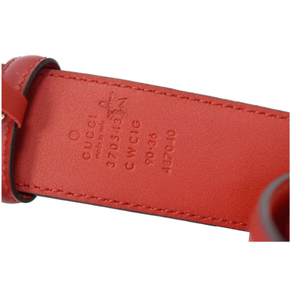 GUCCI Signature Leather Belt Red 370543 Size 90/36