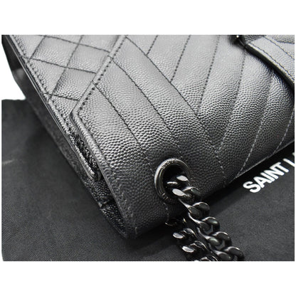 YVES SAINT LAURENT Envelope Mix Matelassé Chain Medium Leather Crossbody Bag Black