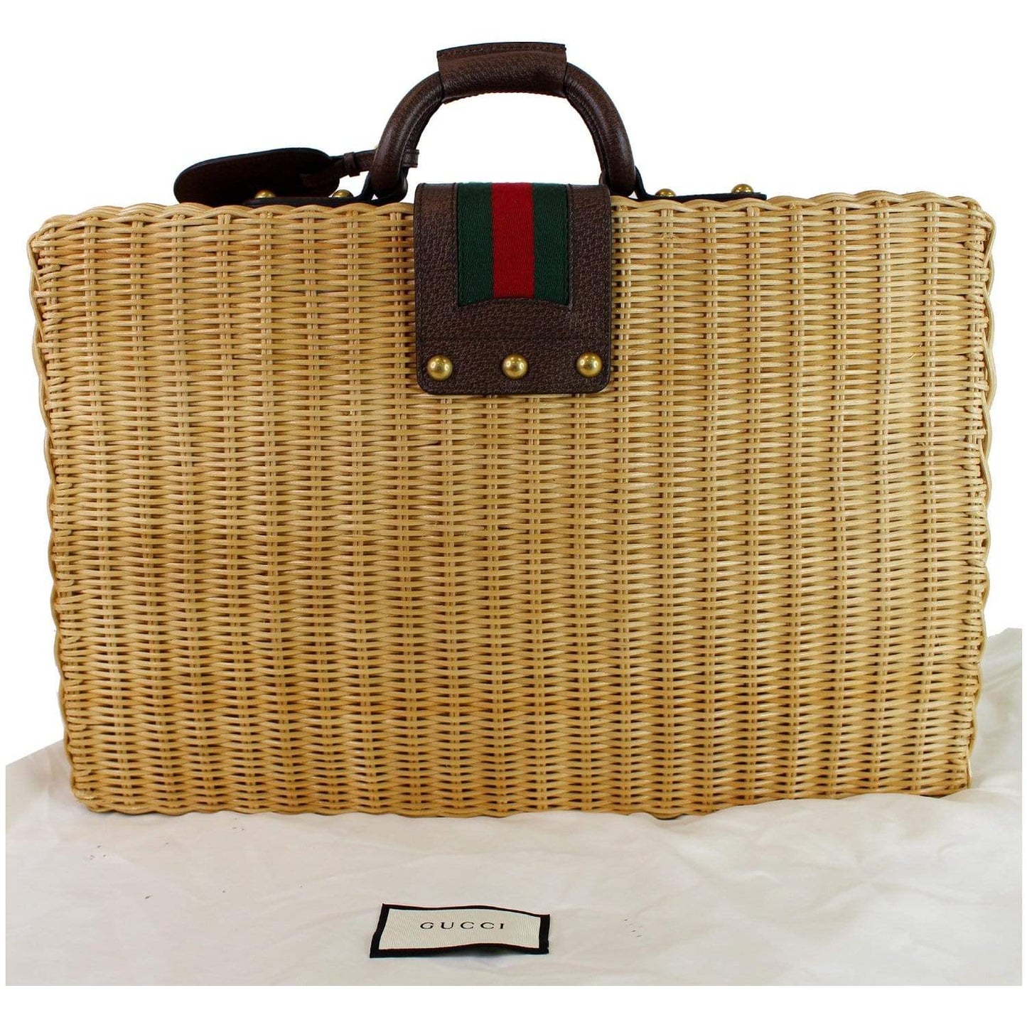 GUCCI Neutral Wicker suitcase Tan 524239 - Final Sale