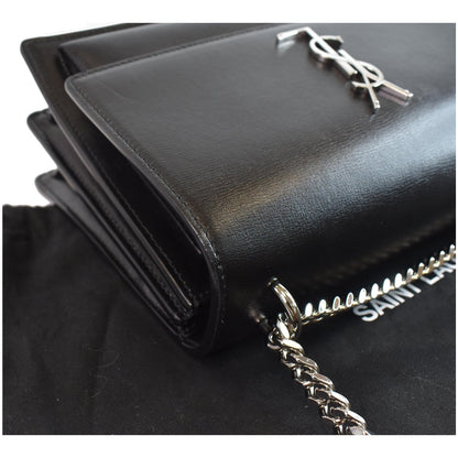 YVES SAINT LAURENT Monogram Sunset Medium Leather Shoulder Bag Black
