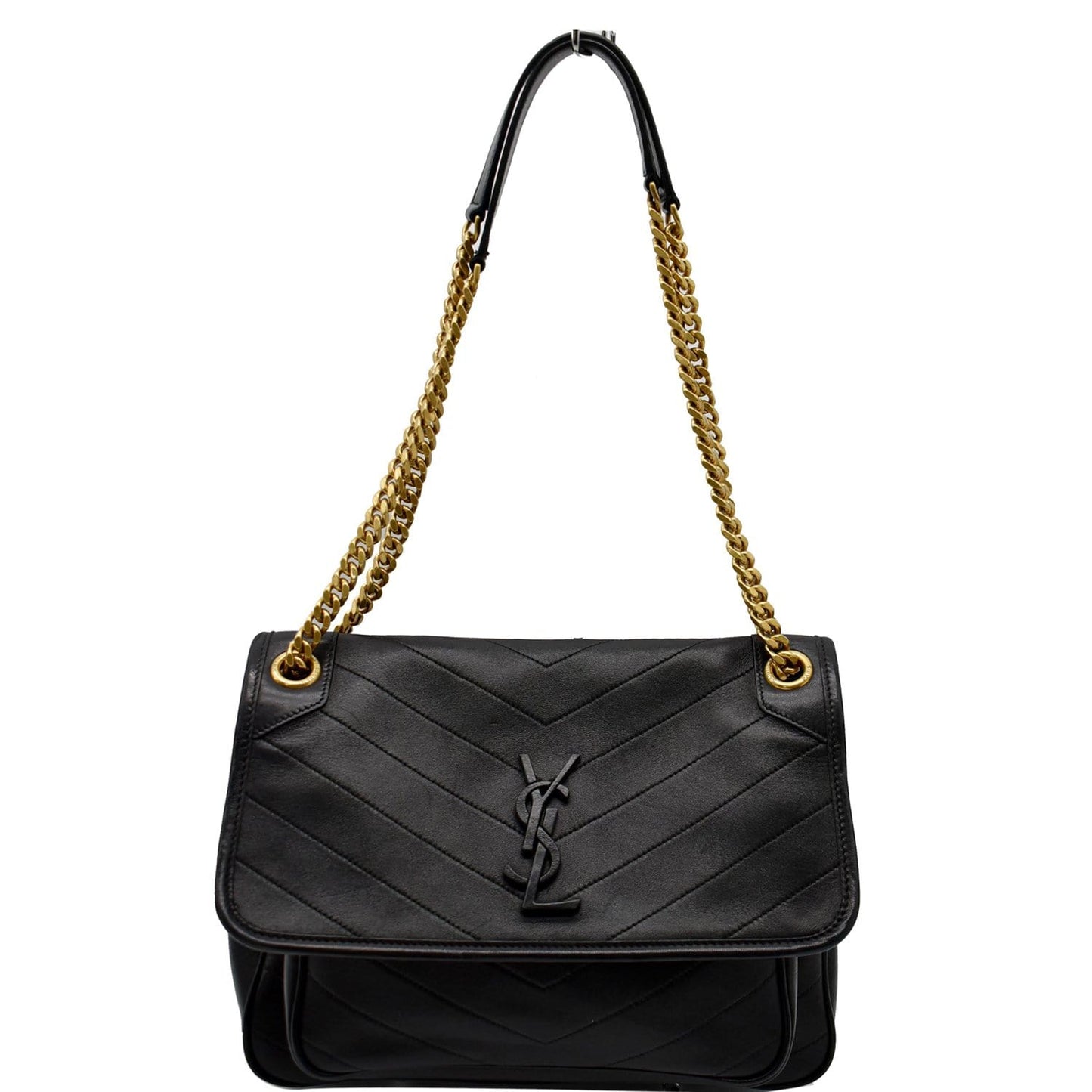 YVES SAINT LAURENT Niki Medium Leather Shoulder Bag Black