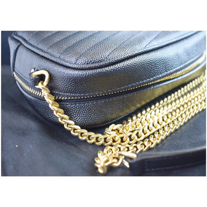 YVES SAINT LAURENT Mini Lou Leather Camera Crossbody Bag Black