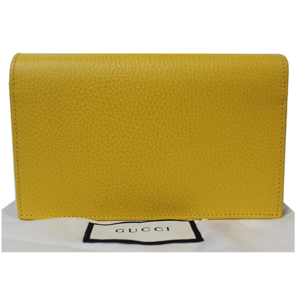 GUCCI GG Interlocking Pebbled Leather Crossbody Bag Yellow 615523