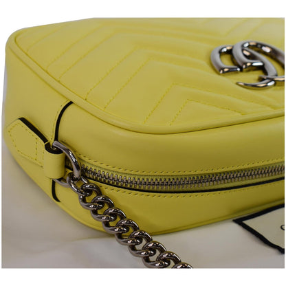 GUCCI GG Marmont Matelasse Small Leather Crossbody Bag Pastel Yellow