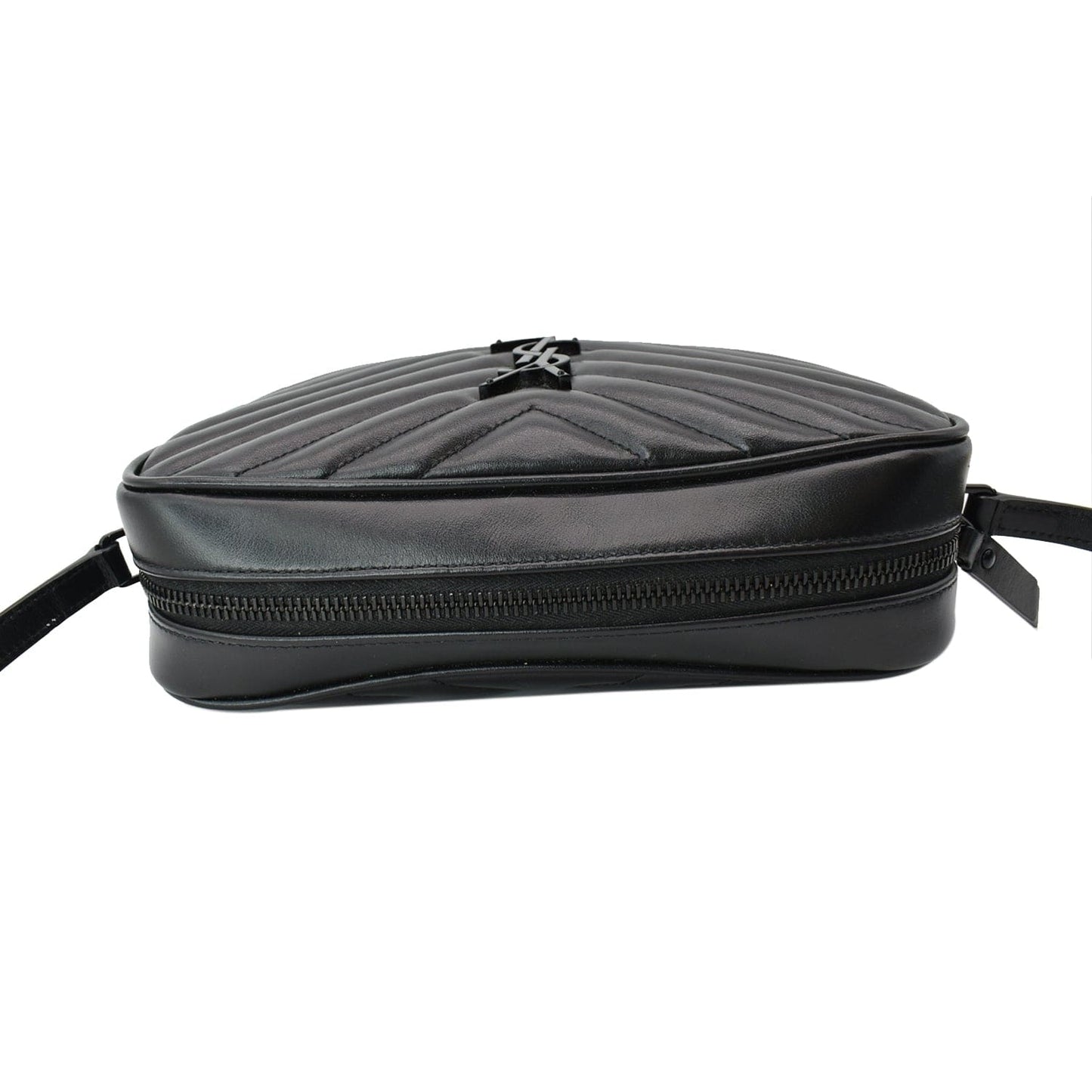 YVES SAINT LAURENT Lou Chevron Leather Camera Crossbody Bag Black