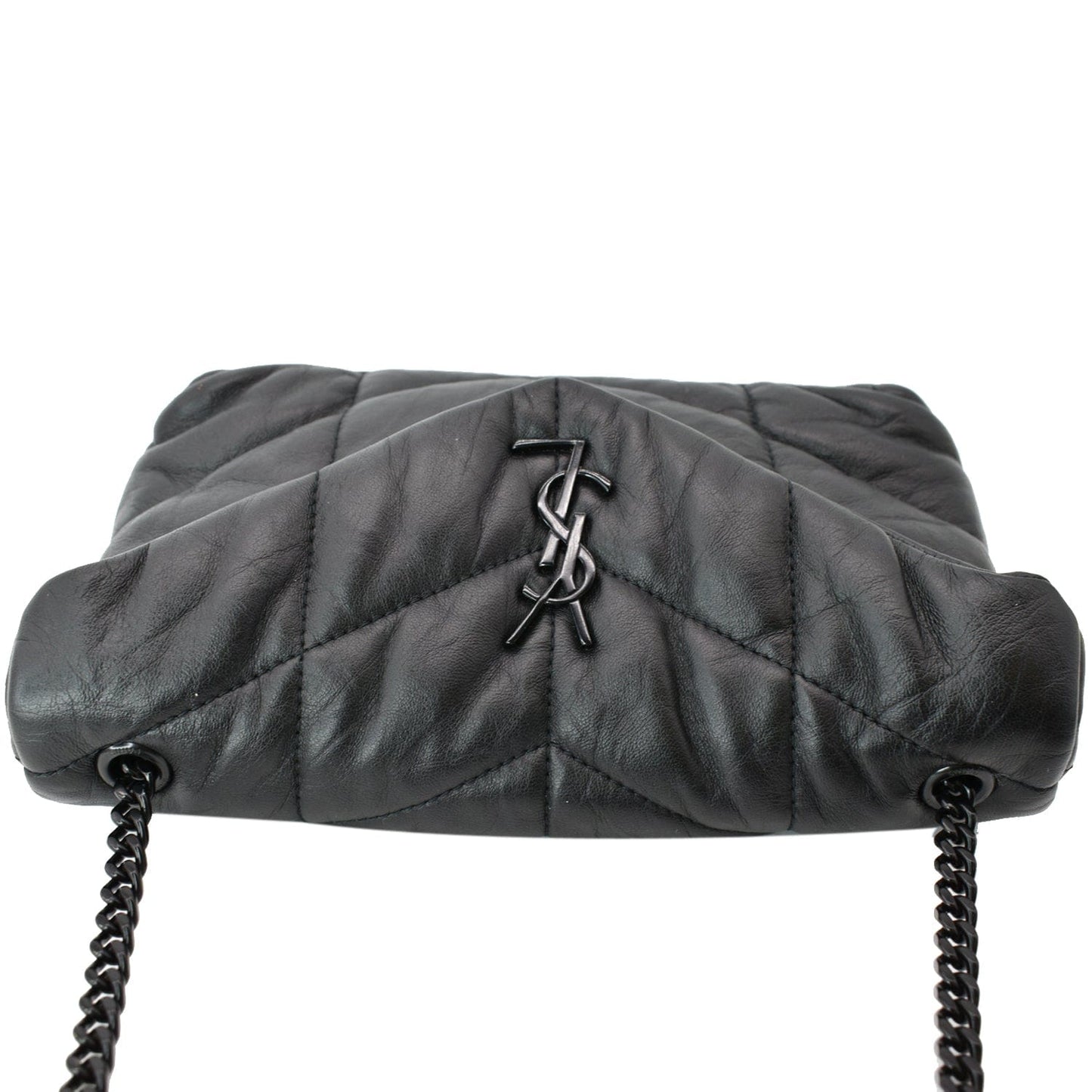 YVES SAINT LAURENT Small Loulou Puffer Quilted Lambskin Leather Crossbody Bag Black