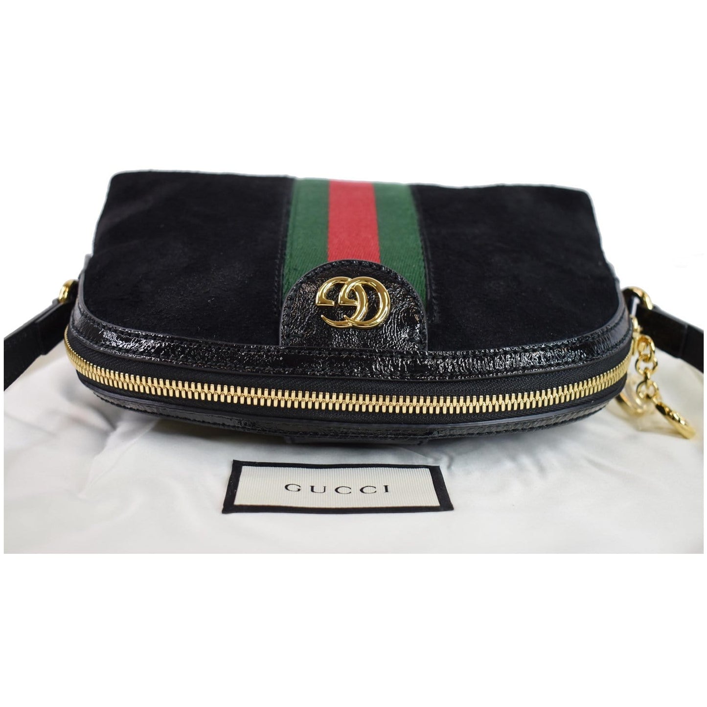 GUCCI Ophidia GG Small Suede Shoulder Bag Black 499621