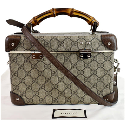 GUCCI Globe-Trotter GG Beauty Case Bamboo Shoulder Bag Beige 588351