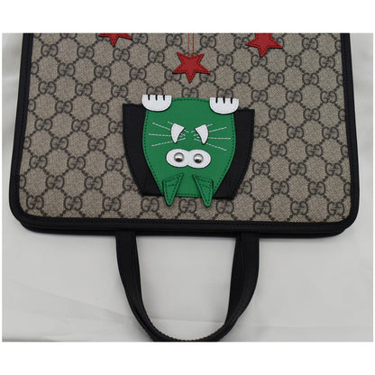 GUCCI Children�s Cat Printed GG Canvas Tote Bag Beige 645290