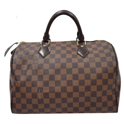LOUIS VUITTON Speedy 30 Damier Ebene Satchel Bag Brown