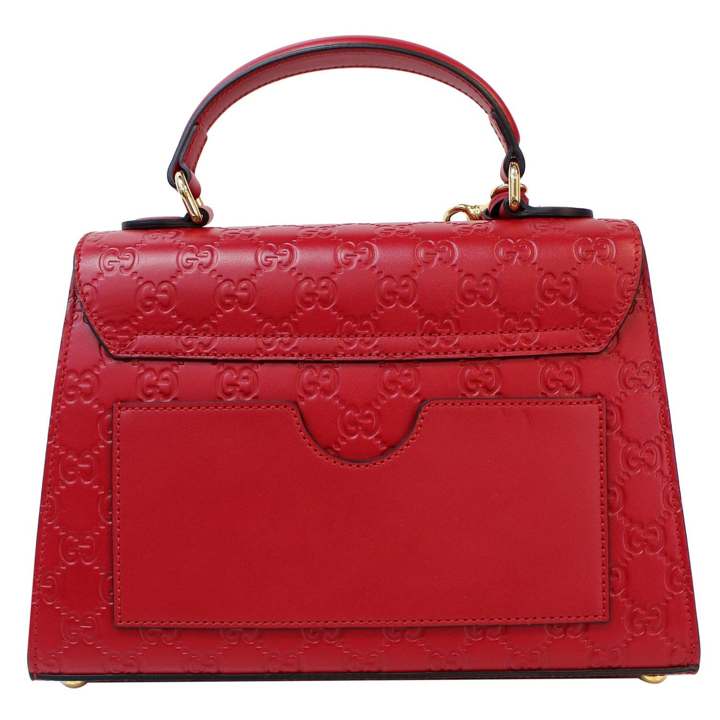 GUCCI Padlock Small Signature Top Handle Crossbody Bag Red 453188