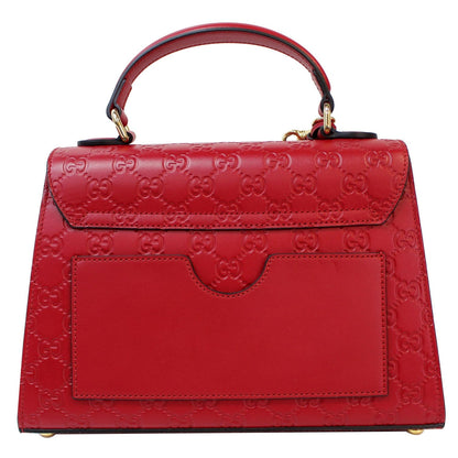 GUCCI Padlock Small Signature Top Handle Crossbody Bag Red 453188