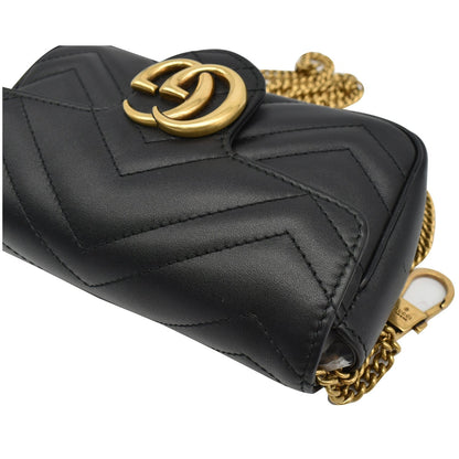 GUCCI GG Marmont Super Mini Leather Crossbody Bag Black 476433