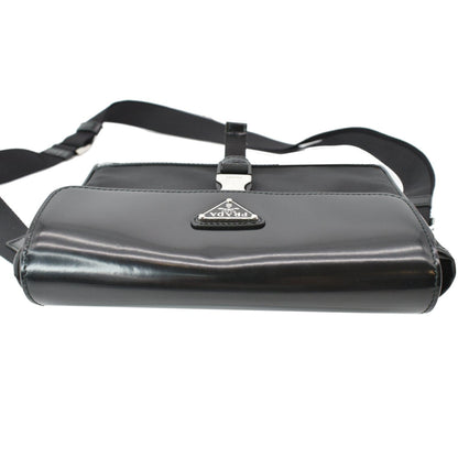 PRADA Re-Nylon Leather Shoulder Bag Black