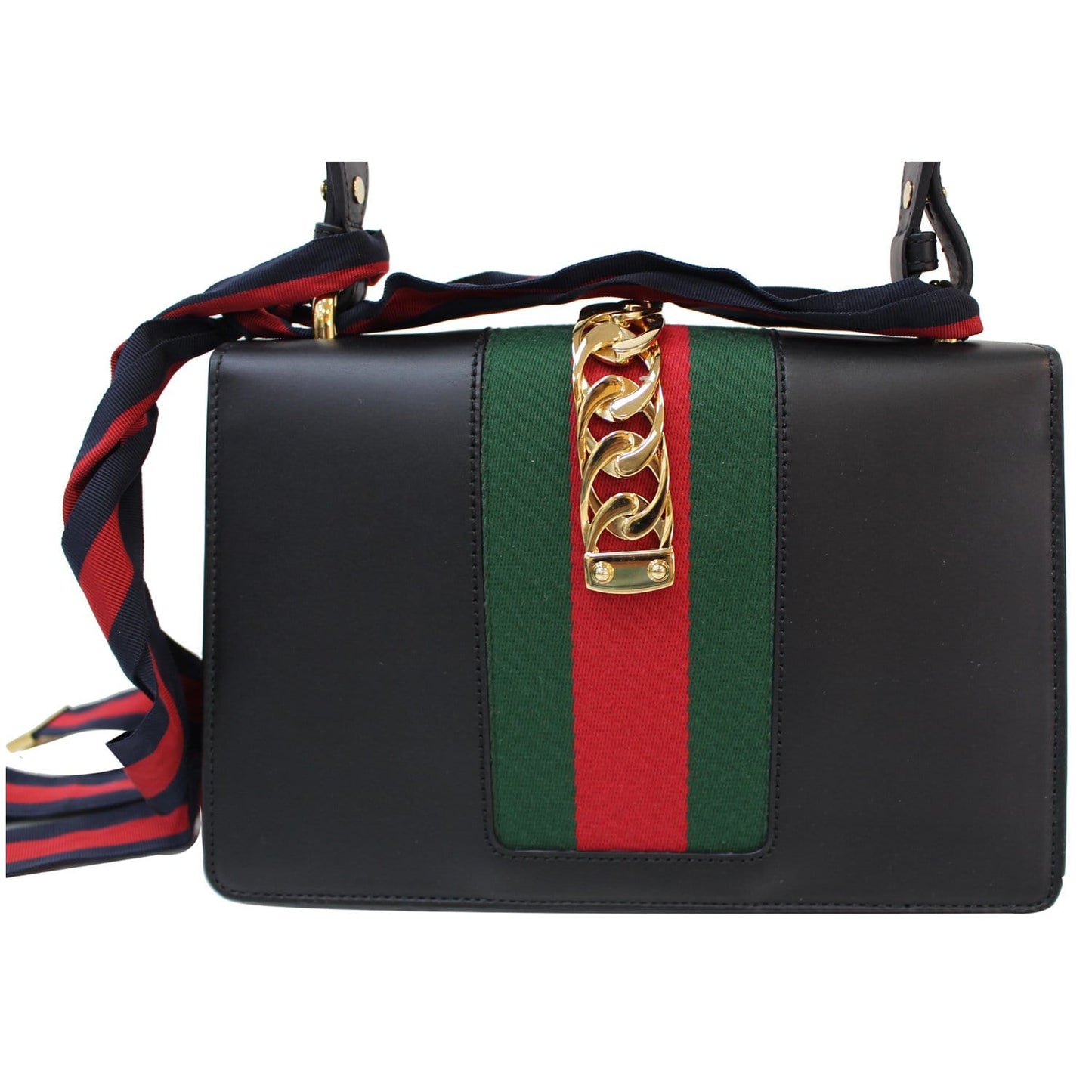 Gucci Sylvie Small Leather Shoulder Bag Black 421882