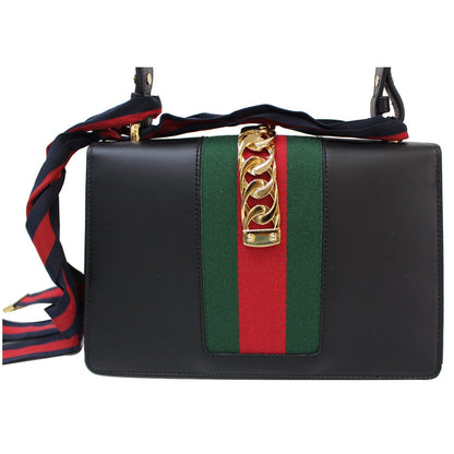 Gucci Sylvie Small Leather Shoulder Bag Black 421882