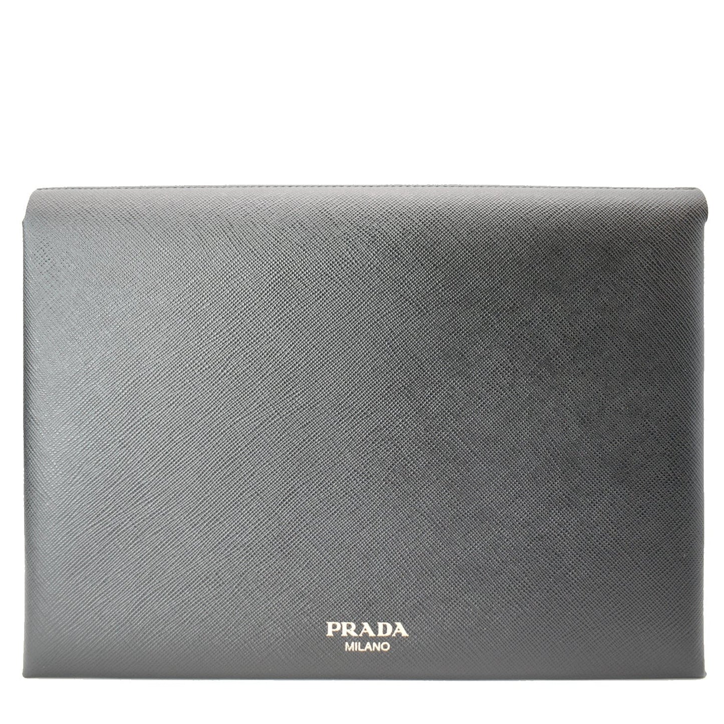 PRADA Document Holder Saffiano Leather Pouch Black